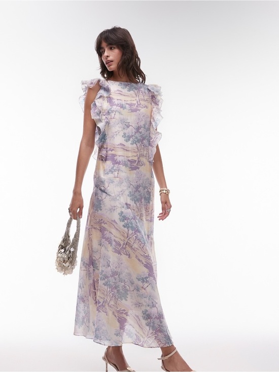 & Other Stories Dresses & Skirts - & Other Stories Lavender & Cream Scenic Ruffle Maxi Dress